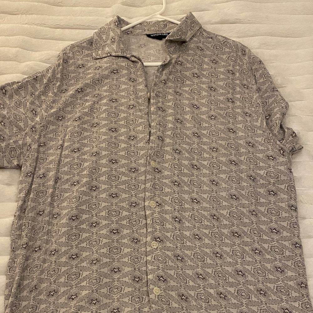 Cubavera Gray Patterned Casual Shirt
